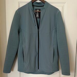 Under Armour Men's Blue-Green Quilted-Sleeve Full-Zip Golf Jacket